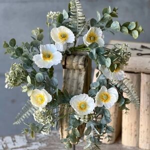 4-1/2" Alabaster Poppy Candle Ring Floral Decor